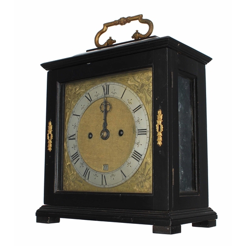 1305 - Dr John Plowman - Ebonised double fusee bracket clock, the 8