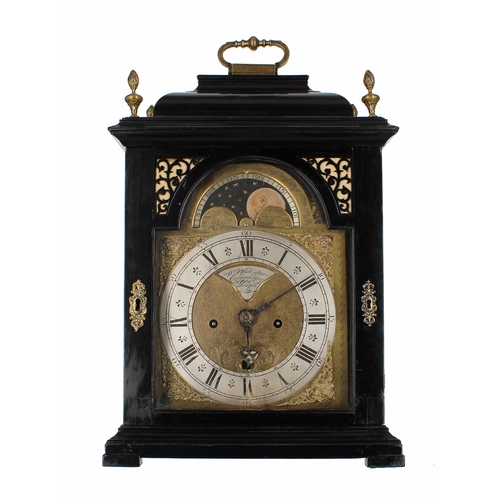 1308 - Dr John Plowman - English ebonised double fusee verge bracket clock, the 8