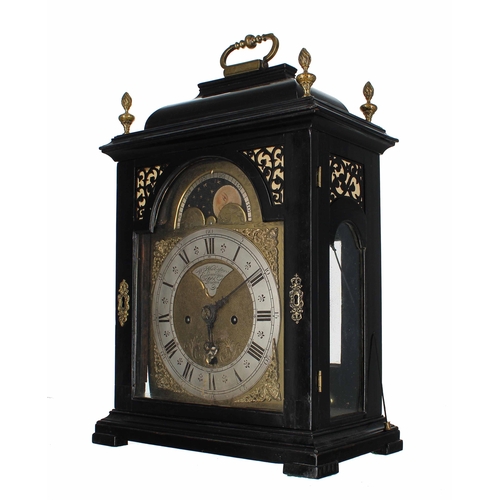 1308 - Dr John Plowman - English ebonised double fusee verge bracket clock, the 8