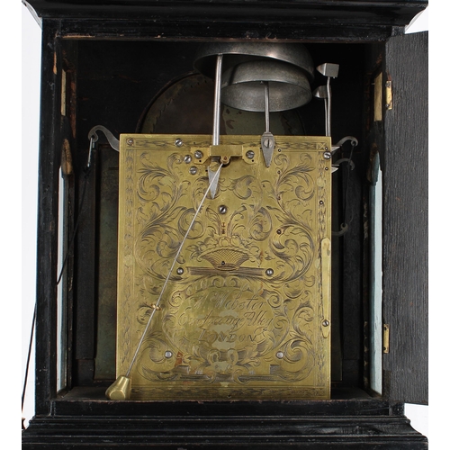 1308 - Dr John Plowman - English ebonised double fusee verge bracket clock, the 8