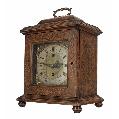 1312 - Dr John Plowman - Good small English walnut and seaweed marquetry double fusee verge bracket clock, ... 