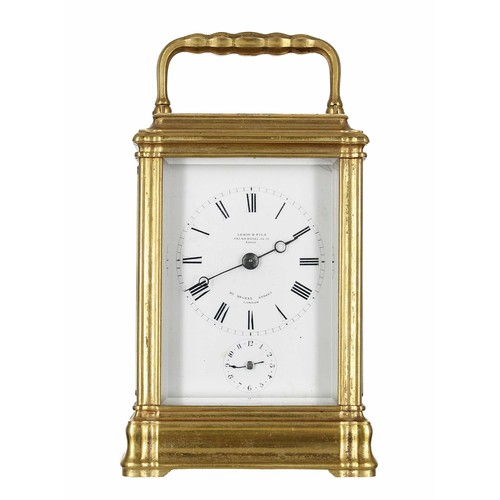 1201 - Dr John Plowman - Good French Grand Sonnerie repeating carriage clock with alarm striking on two gon... 