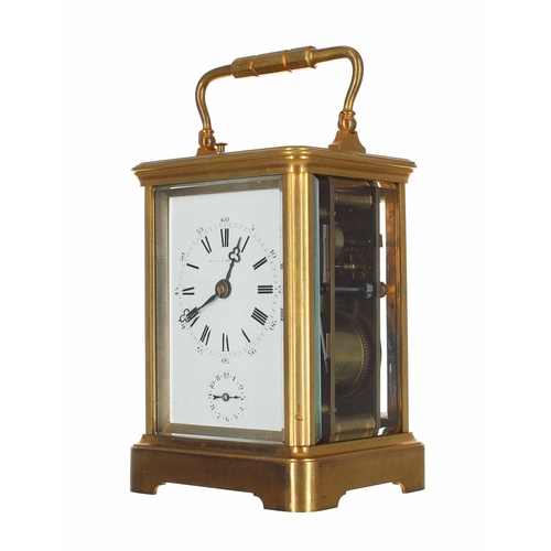 1217 - Paul Garnier repeater carriage clock with alarm and striking the hours and quarters on two gongs, th... 