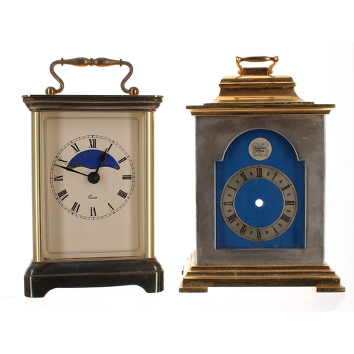 1211 - Aug. Schatz and Sons modern carriage clock striking on a bell, 6.5