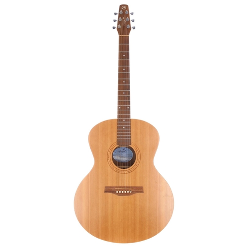 66 - Seagull Walnut Jumbo Mini acoustic guitar, made in Canada; Back and sides: walnut, light marks and d... 