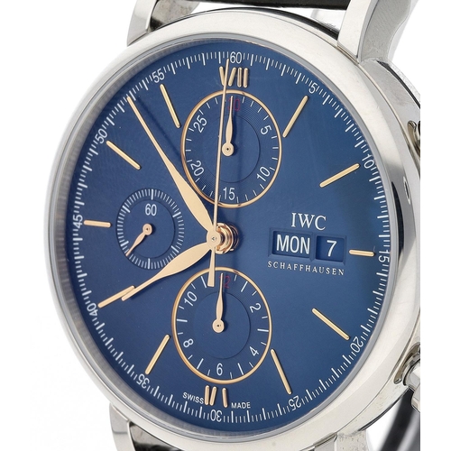 22 - IWC (International Watch Co.) Schaffhausen Portofino Chronograph automatic stainless steel gentleman... 