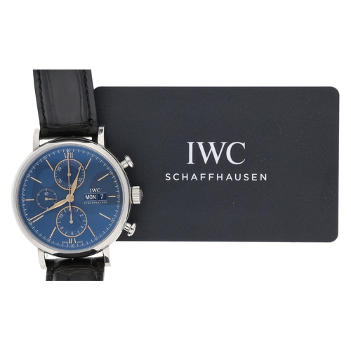 22 - IWC (International Watch Co.) Schaffhausen Portofino Chronograph automatic stainless steel gentleman... 