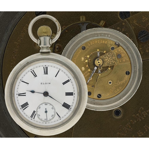 602 - Elgin National Watch Co. nickel cased lever pocket watch, circa 1905, serial no. 12082266, signed se... 