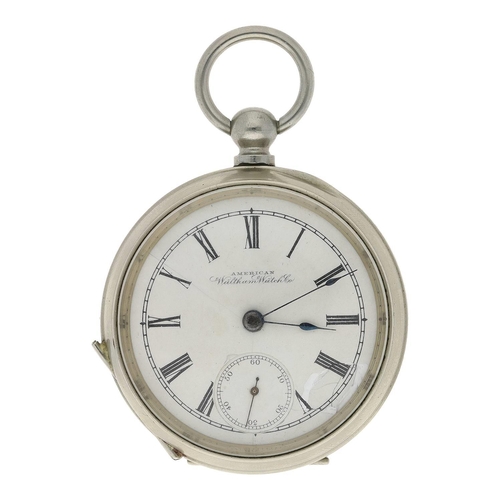 605 - American Waltham nickel cased lever pocket watch, circa 1894, serial no. 6897776, signed movement wi... 