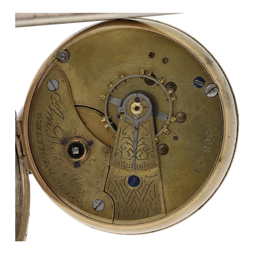 606 - American Waltham silver lever pocket watch, circa 1899, serial no. 9368179, signed movement with saf... 