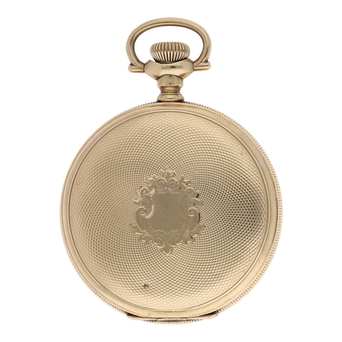 607 - Lambert Bros. New York gold plated lever hunter pocket watch, serial no. 1241007, 17 jewel adjusted ... 