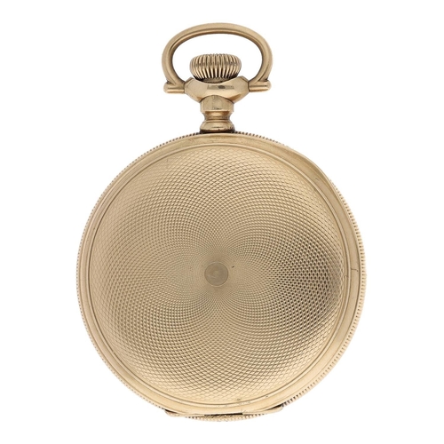 607 - Lambert Bros. New York gold plated lever hunter pocket watch, serial no. 1241007, 17 jewel adjusted ... 