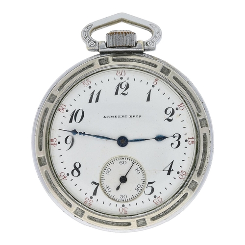 613 - Lambert Bros. New York chrome cased lever pocket watch, serial no. 727303, 17 jewel adjusted movemen... 