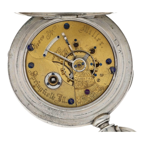 616 - Illinois Watch Co. 'Miller' lever set pocket watch, serial no. 65249, circa 1886, the adjusted movem... 