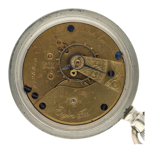 617 - Elgin National Watch Co. lever pocket watch, serial no. 2728849, circa 1887, signed movement with sa... 