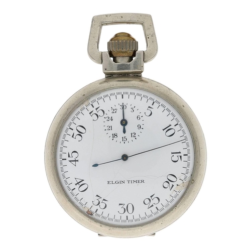 619 - Elgin Timer WWII Military nickel cased pocket timer, serial no. 40984329, circa 1941, signed movemen... 