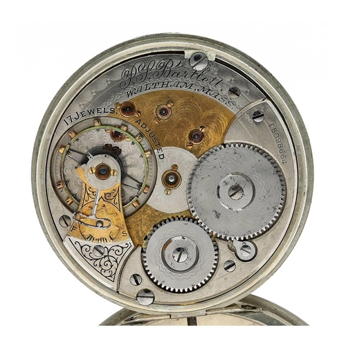 621 - American Waltham 'P.S. Bartlett' nickel cased lever set pocket watch, serial no. 15098664, circa 190... 