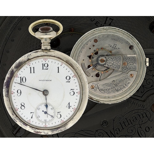 625 - American Waltham lever pocket watch, serial no. 14442810, circa 1905, signed 17 jewel movement with ... 