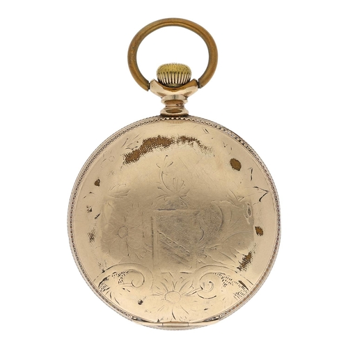 628 - Aurora Watch Co. gold plated lever set hunter pocket watch, serial no. 94758, signed movement with s... 