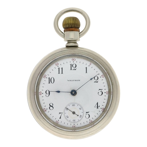 632 - American Waltham nickel cased lever pocket watch, serial no. 20589124, circa 1916, signed 17 jewel m... 