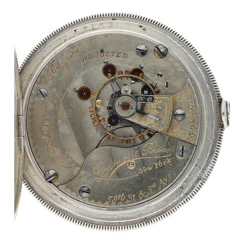 635 - Lambert Bros. New York lever set hunter pocket watch, serial no. 1621124, signed 17 jewel adjusted m... 