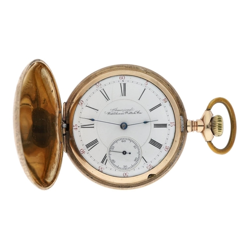 638 - American Waltham 'Royal' gold plated lever set hunter pocket watch, serial no. 7579016, circa 1896, ... 