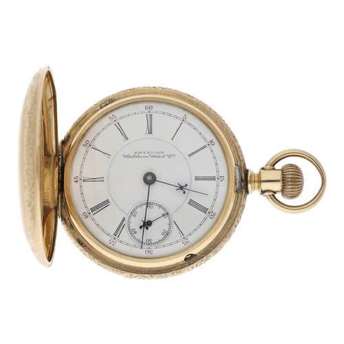 639 - American Waltham 'Crescent St.' gold plated lever set hunter pocket watch, serial no. 6019276, circa... 