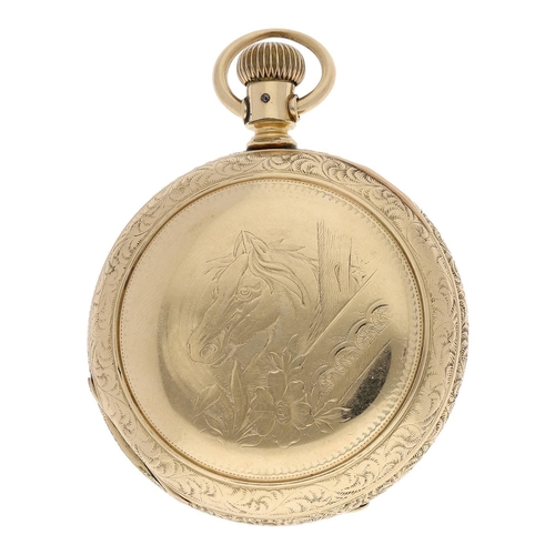 639 - American Waltham 'Crescent St.' gold plated lever set hunter pocket watch, serial no. 6019276, circa... 