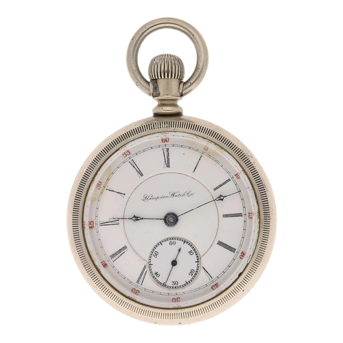 647 - Hampden Watch Co. ore silver lever set pocket watch, serial no. 795484, circa 1890, signed adjusted ... 