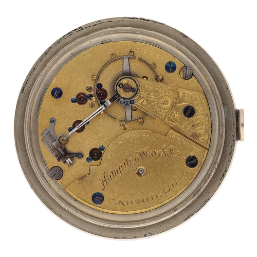 647 - Hampden Watch Co. ore silver lever set pocket watch, serial no. 795484, circa 1890, signed adjusted ... 