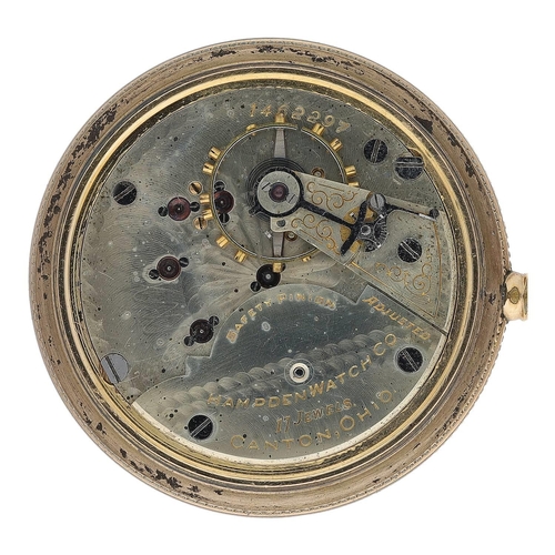 648 - Hampden Watch Co. gold plated lever set pocket watch, serial no. 1462297, circa 1900, signed 17 jewe... 