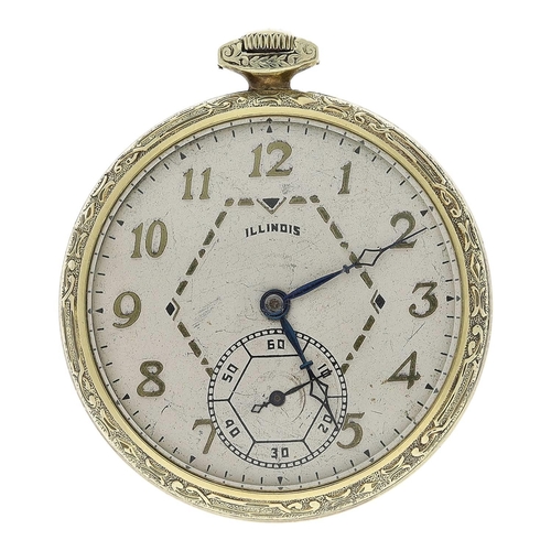 650 - Illinois Watch Co. 14k gold filled lever pocket watch, serial no. 4965204, circa 1926, signed 19 jew... 