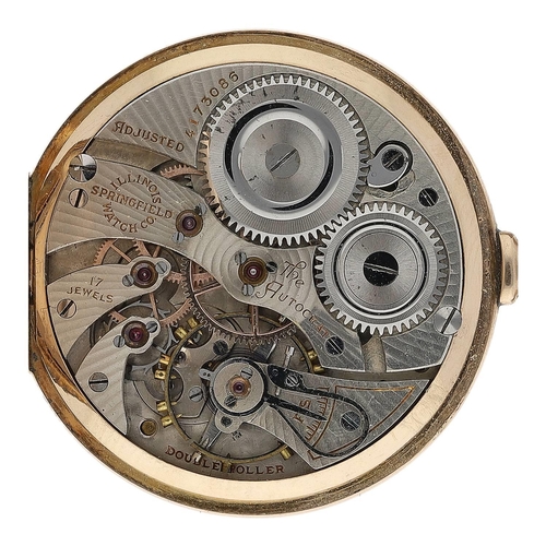 652 - Illinois Watch Co. 'The Autocrat' gold plated lever pocket watch, serial no. 4173086, circa 1923, si... 