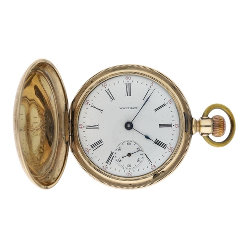 656 - American Waltham gold plated lever set hunter pocket watch, serial no. 15887263, circa 1907, signed ... 