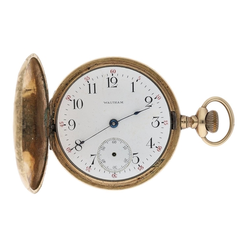 669 - American Waltham gold plated lever hunter pocket watch, serial no. 12380918, circa 1903, signed 15 j... 