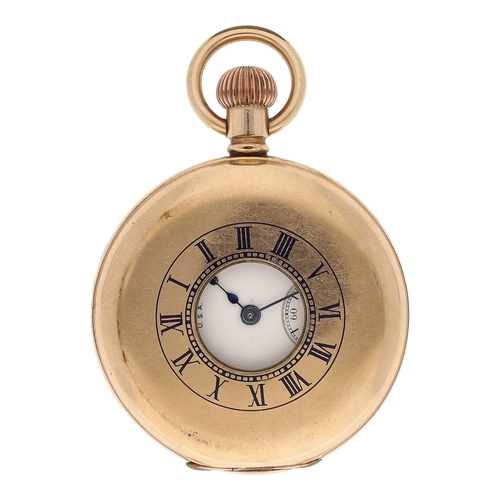 670 - American Waltham 'Vanguard' gold plated lever half hunter pocket watch, serial no. 23051938, circa 1... 