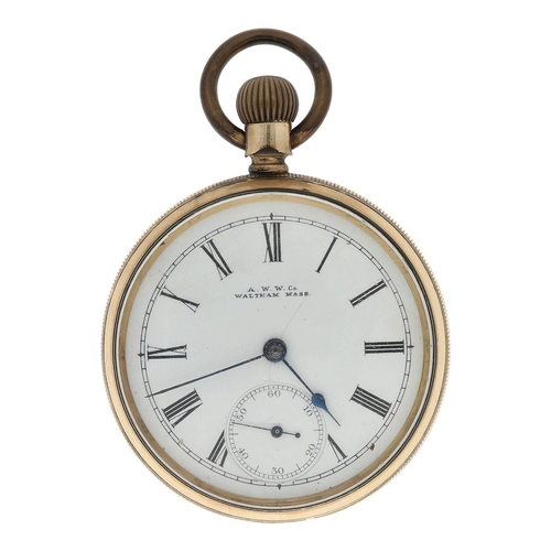 673 - American Waltham gold plated lever pocket watch, serial no. 7189971, circa 1895, signed movement wit... 