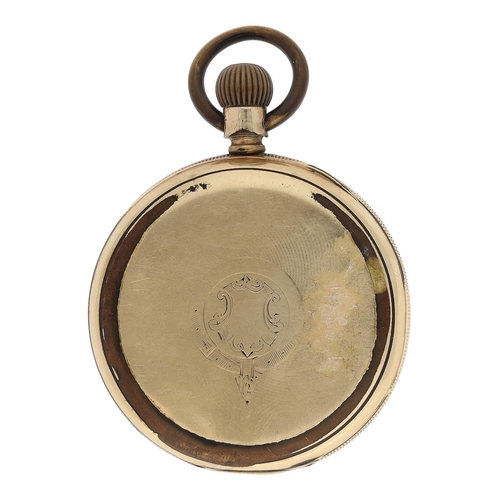 673 - American Waltham gold plated lever pocket watch, serial no. 7189971, circa 1895, signed movement wit... 