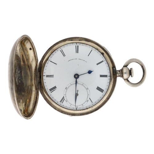 674 - American Waltham 'W'm Ellery' white metal lever hunter pocket watch, circa 1867, serial no. 368183, ... 