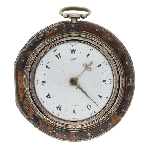 681 - George Prior, London - silver and tortoiseshell  triple cased verge pocket watch made for the Turkis... 