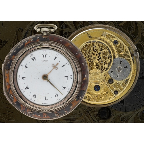 681 - George Prior, London - silver and tortoiseshell  triple cased verge pocket watch made for the Turkis... 