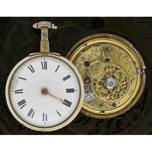 682 - Godfrie Poy, London - mid-18th century gilt metal verge plunge repeating pocket watch, signed fusee ... 