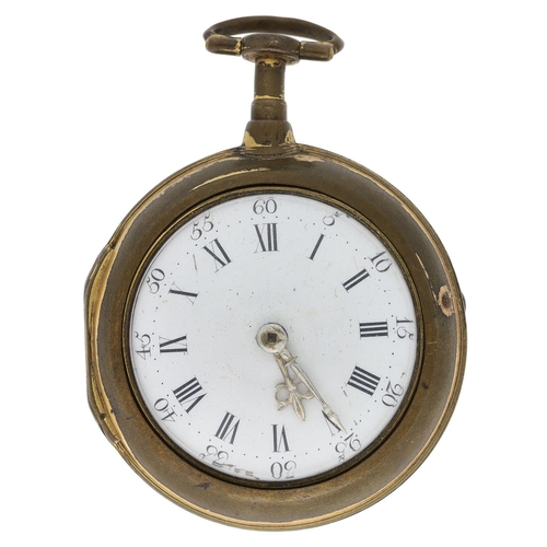 683 - George Graham, London - 18th century gilt metal pair cased verge pocket watch, the fusee movement si... 