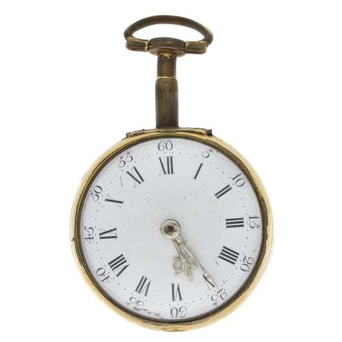 683 - George Graham, London - 18th century gilt metal pair cased verge pocket watch, the fusee movement si... 