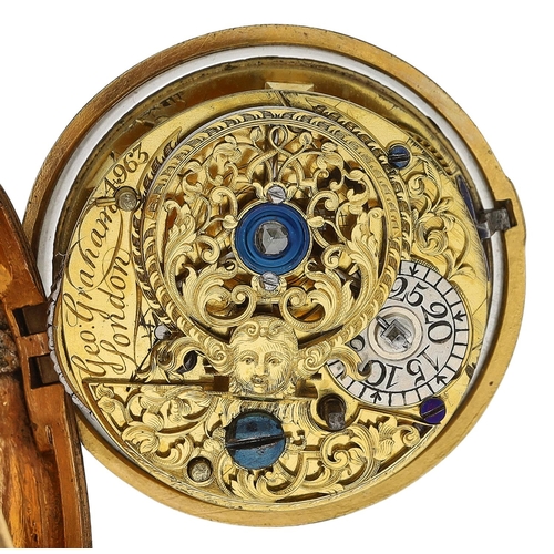 683 - George Graham, London - 18th century gilt metal pair cased verge pocket watch, the fusee movement si... 