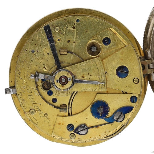 684 - John Roger Arnold, London -  silver pocket chronometer converted to lever, the fusee movement signed... 