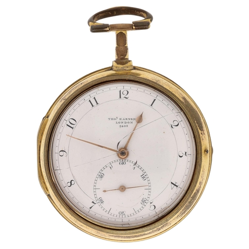 686 - Thomas Earnshaw, London -gilt metal pair cased verge pocket watch, the fusee movement signed Thos Ea... 