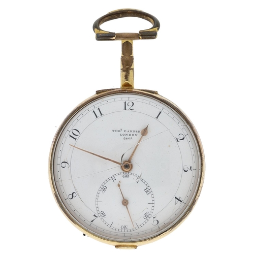 686 - Thomas Earnshaw, London -gilt metal pair cased verge pocket watch, the fusee movement signed Thos Ea... 