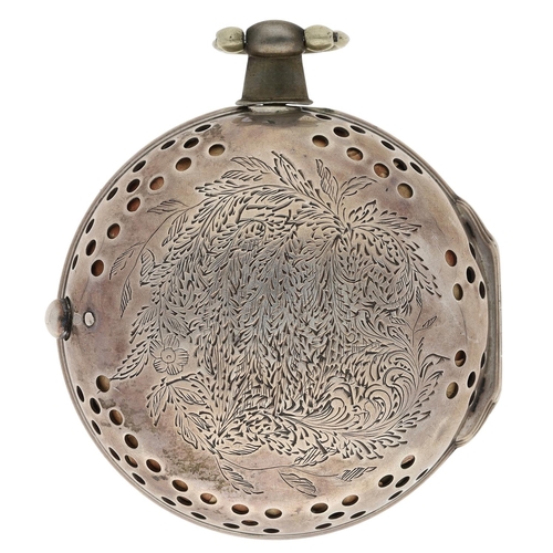 688 - J. Paulet, London - early 18th century repeating white metal pair cased verge pocket watch, the fuse... 