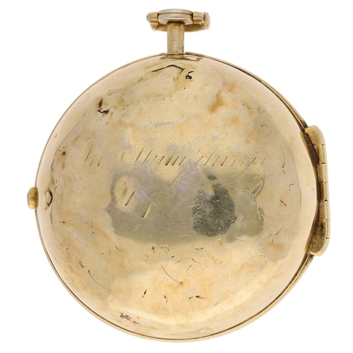 689 - Thomas Tompion, London - 17th century gilded pair cased verge pocket watch, the fusee movement signe... 